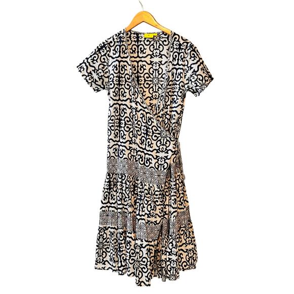 Roberta Roller Rabbit Blue Printed Wrap Dress Size S Small - Picture 1 of 7